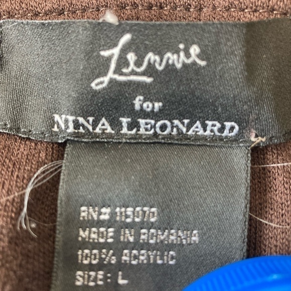 NINA LEONARD LENNIE brown long sleeve sweater off the shoulder L - Picture 6 of 9